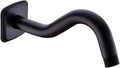 TRUSTMI Curved Shower Arm with Flange, 8-inch S-Shape Stainless Steel Top Shower Head Extension Replacement, Wall Mounted, Matte Black