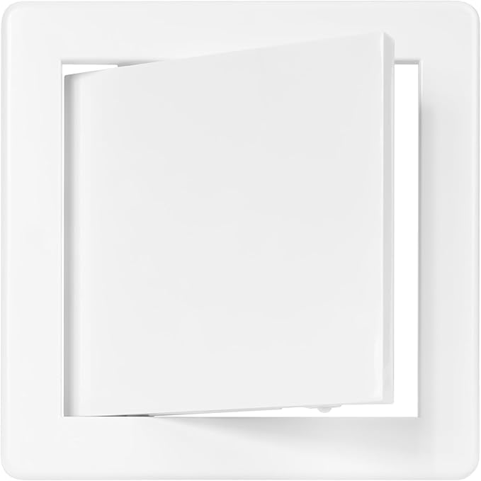 6" x 6" White Plastic Access Panel. Service Shaft Door Panel. Plumbing, Electricity, Heating, Alarm Wall Access Panel for Drywall. Bathroom Services Access Hole Cover. (6" x 6")
