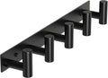 HUFEEOH Coat Hooks Wall Mount, Black T Shaped 5 Hooks Stainless Steel Wall Hooks Towel Rack for Hanging, Heavy Duty Key Holder Hat Rack Used for Bathroom Mudroom Entryway