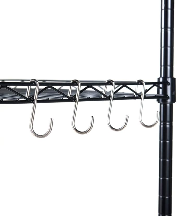 BNSPLY 5 Tier Wire Shelving Unit, Height Adjustable Wire Shelves, Metal Storage Rack Organizer for Laundry, Kitchen, Bathroom, Pantry, Closet (12.6" D x 23.6" W x 59" H, Black)