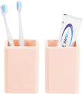 Luxspire Toothbrush Holders, 2 PCS Diatomite Toothbrush Cups, Fast Drying Toothbrush Holders for Bathroom, Toothpaste Holder for Bathroom Countertop, Pink