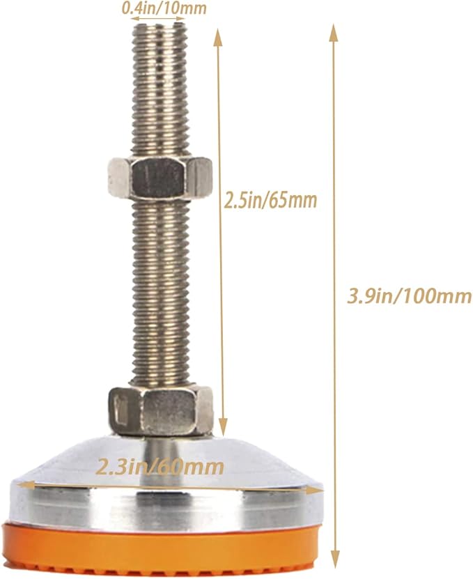 4Pcs Leveling Feet-M10 Thread Adjustable Leg Leveler Carbon Steel for Furniture Machinery Equipment Leveling Screw Leg levelers