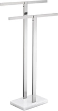 KOKOSIRI Bathroom Towel Rack 2-Tier Standing Towel Bars with Marble Base, Stainless Steel Freestanding Towels Holder, Thicken Steady Design, Polished Chrome THS0003-CH