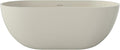 Premium 59" Warm Grey Solid Surface Free Standing Bathtub, Upgraded Oval Resin Stone Tub with Overflow and Pop-up Drain