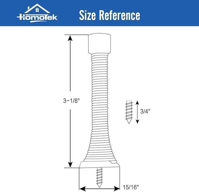 HOMOTEK 20 Pack Spring Door Stopper with Rubber Bumper 3-1/8" Flexible Spring Heavy Duty Wall Door Stop Low Mounted Door Bumper for Home (Antique Brass)