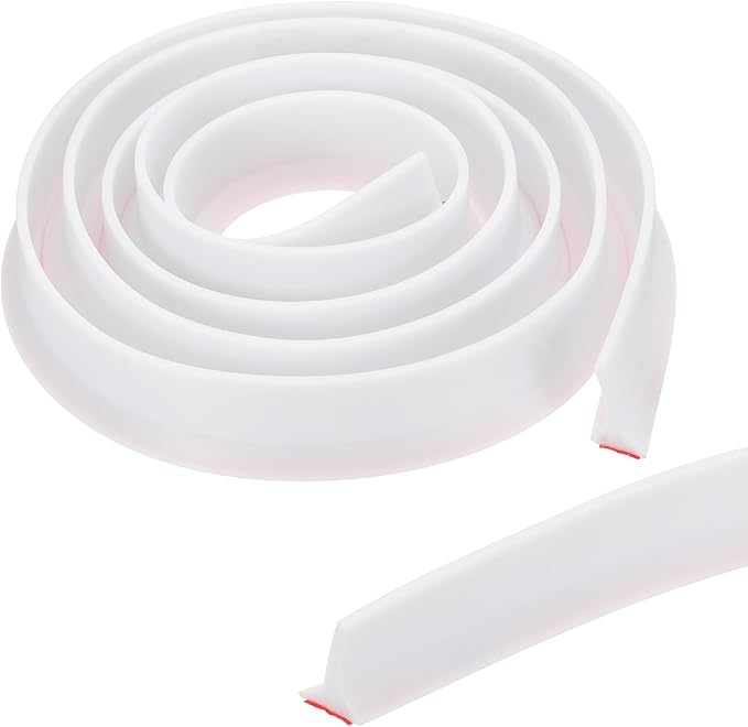 PATIKIL 118 Inch Collapsible Shower Threshold Water Dam Guard, Shower Stopper Barrier Self Adhesive Sink Splash Guards for Frameless Shower Door Bottom, White (1.2"Wx0.6"T)