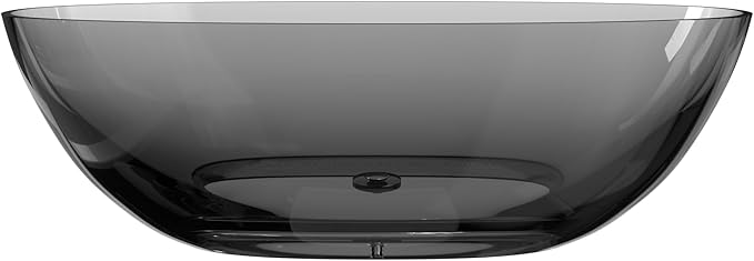 Stone Resin Freestanding Bathtub 71", Elegant Oval Shape Soaking Tub, Solid Surface Stand Alone Bathtub with Drain & Integrated Slotted Overflow Transparent Grey AMFS303-1800 Grey