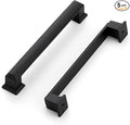 Ravinte Hardware 5 Pack Matte Black Cabinet Pulls, 5 Inch (128mm) Hole Center Zinc Alloy Drawer Handles for Kitchen Cabinets, Cupboards, Dressers, Square Solid Metal Hardware