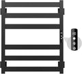 Towel Warmer,Stainless Steel Towel Warmer Rack for Bathroom -6 Bars Wall Mounted Towel Heater with Intelligent Touch Screen Timer, Hard Wired/Plug-in, Black