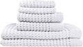 GILDEN TREE Waffle Towel Set Quick Dry Thin | 2 Bath Towels | 2 Hand Towels | 2 Washcloths, Modern Style (White)