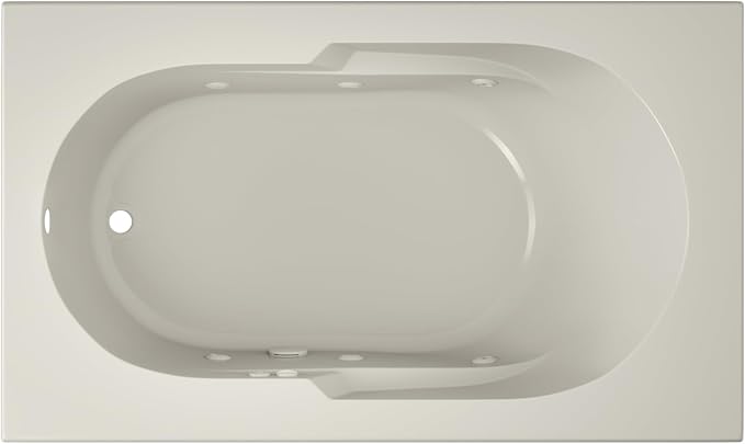 Jacuzzi SIGNATURE Acrylic Drop-In Bathtub, Jet Massage Tub, Slip Resistant, Left Drain Placement, 60" (L) x 36" (W), Rectangle, Oyster