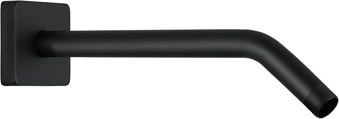 G-Promise All Metal 10-Inch Shower Arm with Flange, Wall-Mounted Stainless Steel Shower Pipe Replacement for Fixed and Handheld Shower Heads, Matte Black