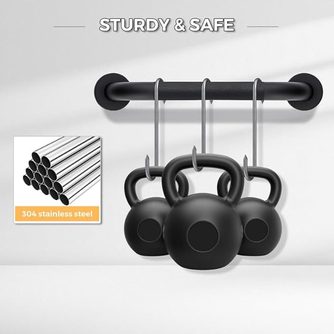 Grab Bars for Shower, 1 Pack 20-Inch Anti Slip Shower Handles for Elderly, Safety Shower Grab Bar, Stainless Steel Handicap Grab Bars for Bathroom (Black 1" Diameter)