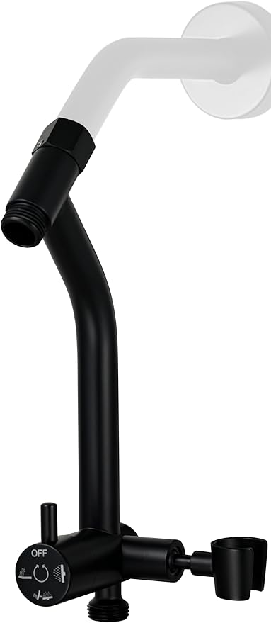 G-Promise Metal Shower Diverter with Low Handheld Holder, 3-Way Diverter Valve with Pause Mode for Handheld and Fixed Shower Head, 4-Settings Universal Bathing System Replacement Part(Matte Black)