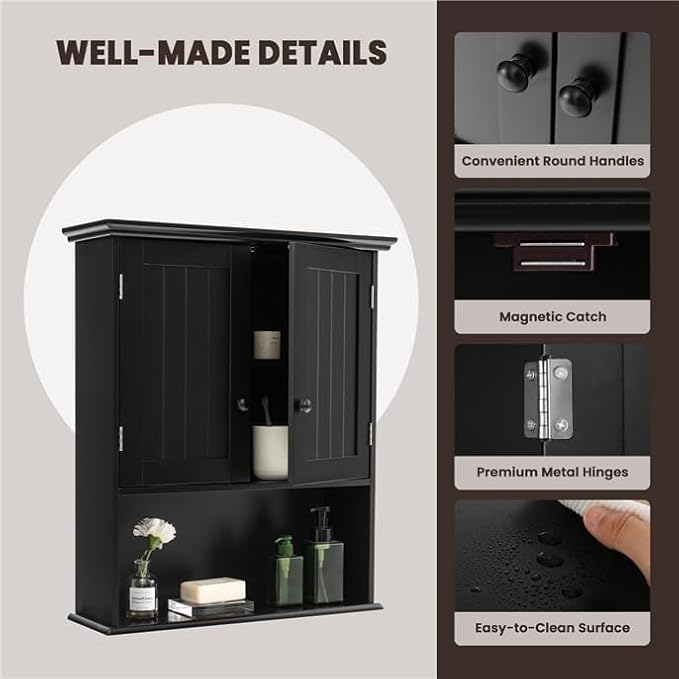 Safeplus 28" H x 23.5" W Wall Mount Medicine Cabinets with Adjustable Shelf and 2-Door for Bathroom Living Room
