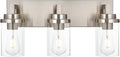 MELUCEE 3-Light Vanity Lights Brushed Nickel with Clear Glass Shade, Modern Bathroom Light Fixtures Industrial Wall Light for Bedroom Kitchen Living Room