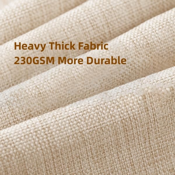 Linen Ivory Shower Curtain Cream, Linen Textured Heavy Duty 230GSM Fabric Shower Curtain Set, Boho Farmhouse Shabby Chic Rustic Shower Curtains for Bathroom Waterproof Decorative - 108"x72" Beige