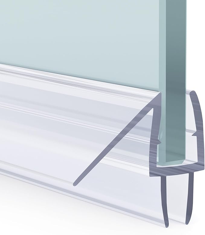 AmazerBath 3PCS Shower Door Bottom Seal for 1/4 Inch Glass - (15.75 Inches * 3), 3 Section Segmented Shower Installation Kit Frameless Glass Door Seal Strip