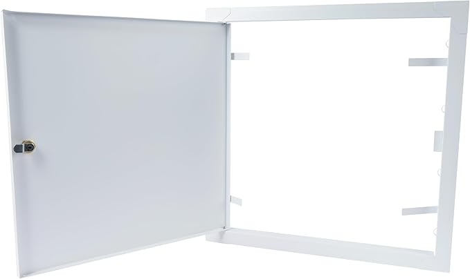 16" x 16" Lockable White Metal Access Panel. Service Shaft Door Panel with Key. Plumbing, Electricity, Heating, Alarm Wall Access Panel for Drywall. Bathroom Services Access Hole Cover.