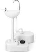 S AFSTAR Portable Hand Sink, Camping Sink with Wheels, 4.5 Gal Water Tank & Soap Dispenser, Rolling Hand Wash Basin Stand W/6.5 Gal Sewage Tank, Foot Pump Hand Wash Station for RV Outdoor Gatherings