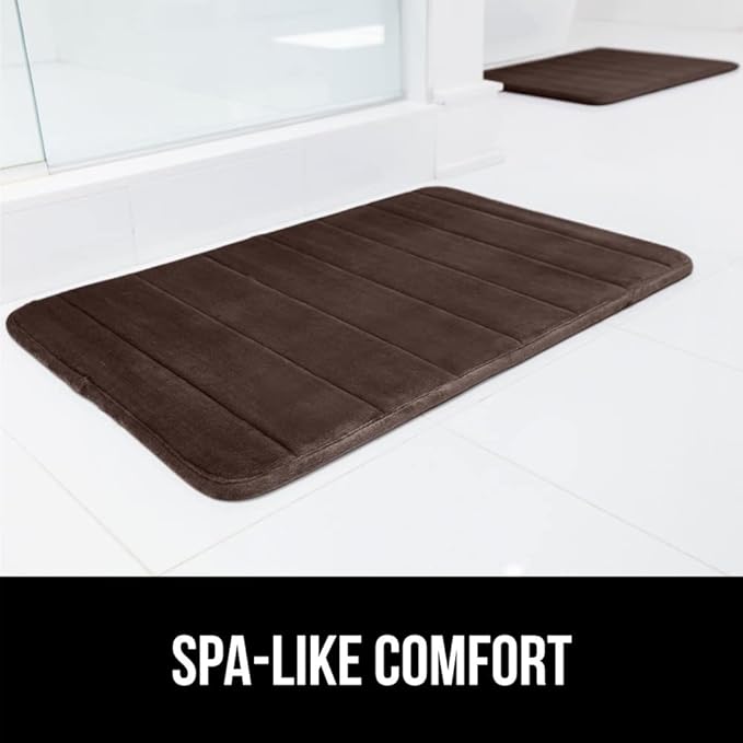 GORILLA GRIP Memory Foam Bath Mat, Soft Absorbent US Designed Bathroom Rug, Gripping Dots Machine Washable Bathmat, Cushioned Floor Mats, Shower Sink Rugs Room Décor Accessories, 36x24 Brown