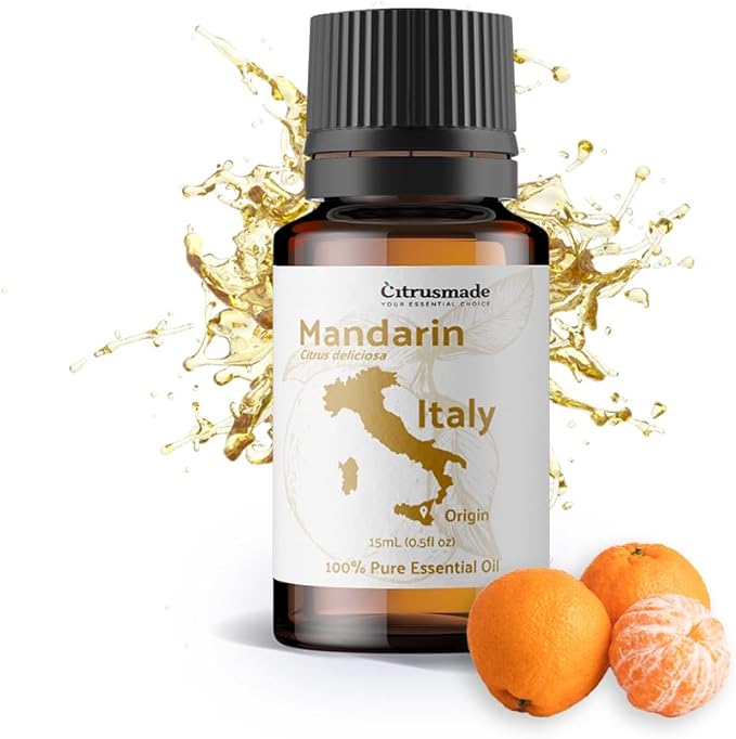 Pure Mandarin Essential Oils - Direct from Citrusmade Italy for Diffusers, Aromatherapy, Home Fragrance & Bath - Natural Aceite de Mandarina for Massage (15ml)