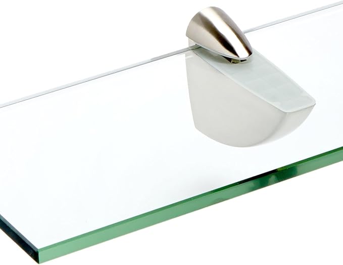 Spancraft Glass O-4.75x36-Brushed Steel Oriole Glass Shelf, Brushed Steel, 4.75" x 36"