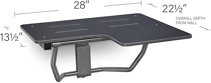 Seachrome 28" x 22.5” Black Reversible Folding Transfer Tub/Shower Seat, ADA Compliant