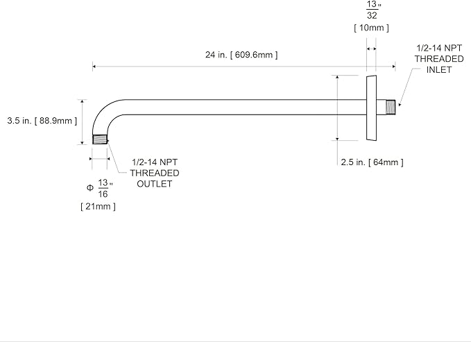 OFFO Shower Arm with Flange, 24 in Wall Mount Replacement Angle Shower Head Arm Wall-Mounted For Fixed Shower Head & Handheld Showerhead, Matte Black