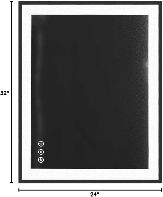 ISKM Framed LED Mirror for Bathroom 32"x24", Dimmable LED Bathroom Mirror with Lights, Anti-Fog, Front and Backlit Lighted Mirror 3-Colors, Shatterproof, Memory Function