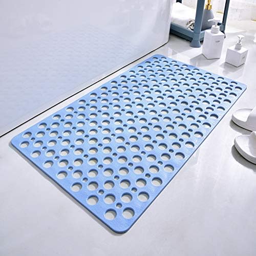 Casa and Beyond Shower Mat,Non Slip Bath Mat and Shower Mat with Suction Cups and Drain Holes,Bathroom Mat Easy to Clean Soft Machine Washable,Bathtub Mat Easy Dry&Cut (Blue,28" x 28"(Rectangular))