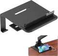 Monitor Arm Reinforcement Plate - with Phone Holder and Hook, for Thin, Glass and Other Fragile Tabletop, Compatible with Most Monitor Stand C-Clamp Installations, Anti-Slip, Black