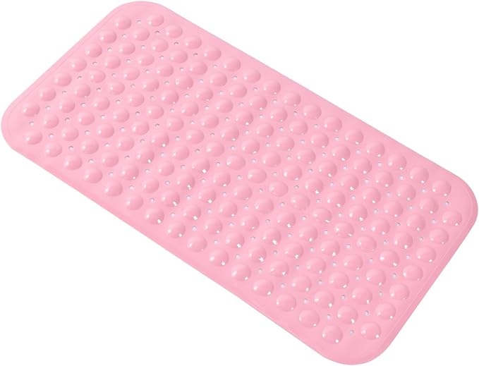 Anti-Slip Bathtub Shower mat, 27.5×14.5（Approximately 70×37cm） inch Soft Oversized Machine Washable Non-Slip Bathtub mat with Drainage Holes, Bathroom Floor Suction Cup.（1-Opaque Pink）