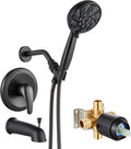 gotonovo Bathroom Shower Head Kit High Pressure Combo System Shower Faucet 6 Modes ABS Handheld Spray Shower Trim Kit Valve Included Shower Head and Handle Set Oil Rubbed Bronze
