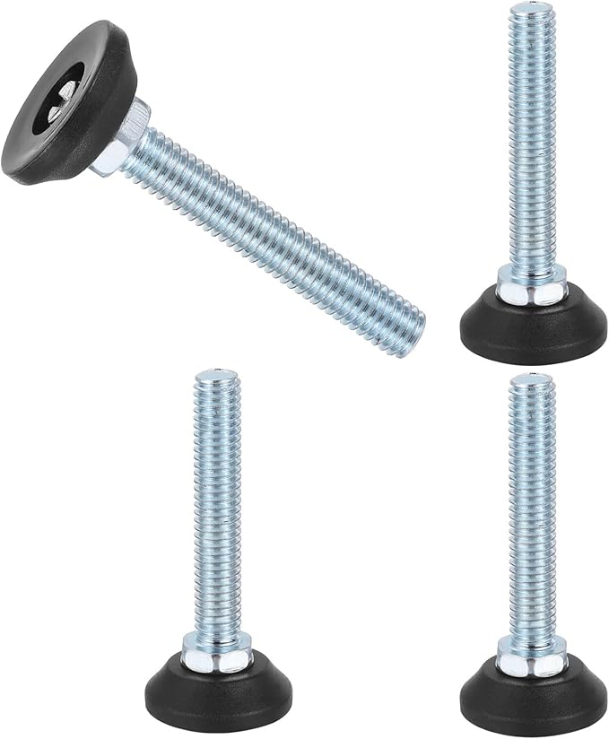 uxcell 3/8"-16 Thread Furniture Feet Levelers, 4Pcs 93mm l Adjustable Furniture Feet Screw in Threaded Leveling Leg Screw on Chair Foot Glides Leveling for Table Chair Cabinet Black