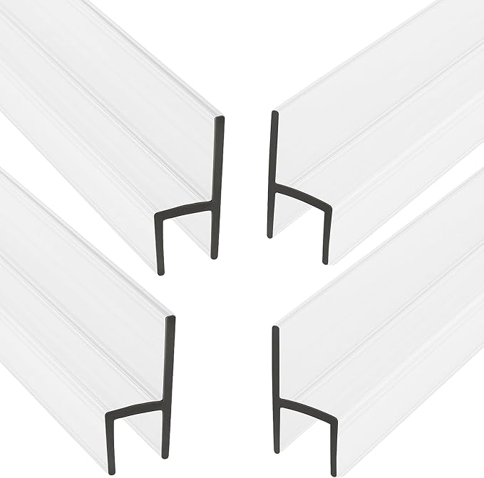 CBW Frameless Shower Door Side Seal Strip H-Type 180 Degree 85'' Length, Clear (4, 1/2'' Glass)