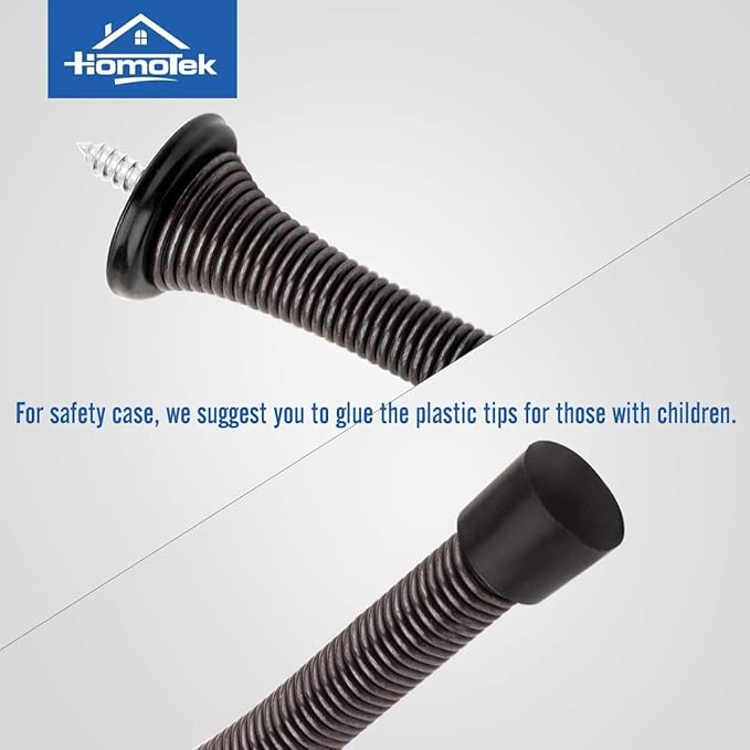 HOMOTEK 50 Pack Oil Rubbed Bronze Spring Door Stops,3-1/8” Heavy Duty Door Stop - Flexible Spring Door Stopper with Low Mounted Black Rubber Bumper Tips