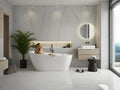 Freestanding Bathtub 67 inch Acrylic Oval Soaking Tub – All-White Design with Chrome Drain and Overflow Cover, Contemporary Stand Alone Bath for Family or Guest Use
