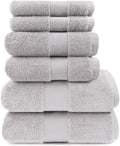 Maisonette Elegance 100% Organic Cotton Turkish Bathroom Towels Set, Ideal Quick Dry Luxury Washcloths, Hand & Large Bath Towels for Shower (6 Pack), Pewter