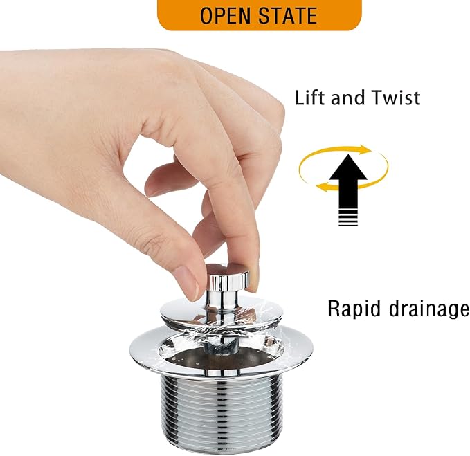 (1 Pack) Yariwiz 1-1/2" Polished Chrome Bathtub Tub Drain Kit Bath Waste Overflow Drain Tube Assembly with Universal Lift & Turn Bathtub Drain and Overflow Faceplate Polished Chrome