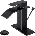 Bathroom Faucets with Lift Rod Drain Oil Rubbed Bronze Waterfall Bathroom Sink Faucet Modern Single Handle Bathroom Faucet for 1 or 3 Hole Mxier Tap Washbasin Faucet with Deck