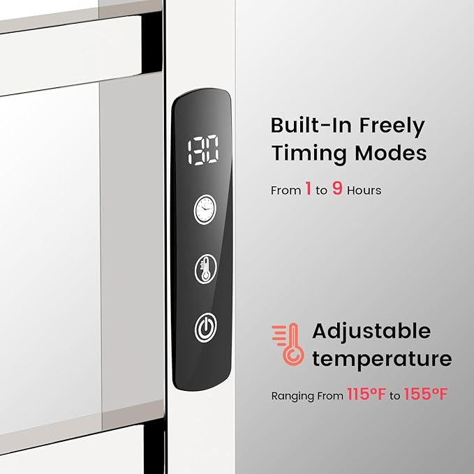 Towel Warmer,10-Bar 304 Compact Stainless Steel Towel Warmer Rack for Bathroom with Intelligent Touch-Screen Timer