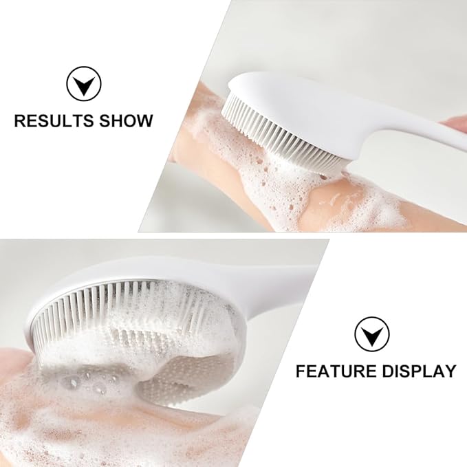 Housoutil Silicone Body Brush Back Scrubber for Adults, Bath Shower Scrub Brush with Massage Function, Soft Silicone Back Cleaning Scrubber for Shower and Skin Exfoliation