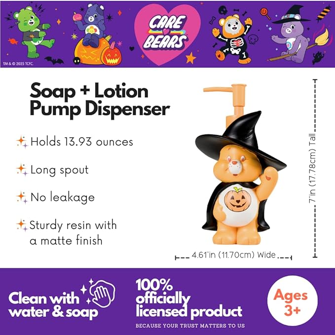 Care Bears Cheer Bear Wicked Witch Halloween Soap/Lotion/Hand Sanitizer Resin Pump Dispenser, 13.93 Ounces, (Officially Licensed Product) by Franco Collectibles