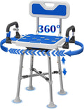 Swive Shower Chair with Arms and Back Heavy Duty 500 lbs for Seniors Elderly Disabled or Bariatric Adults Bench Seat for Inside Shower Stall and Bathroom Bath Tub Seats Adjustable Stool