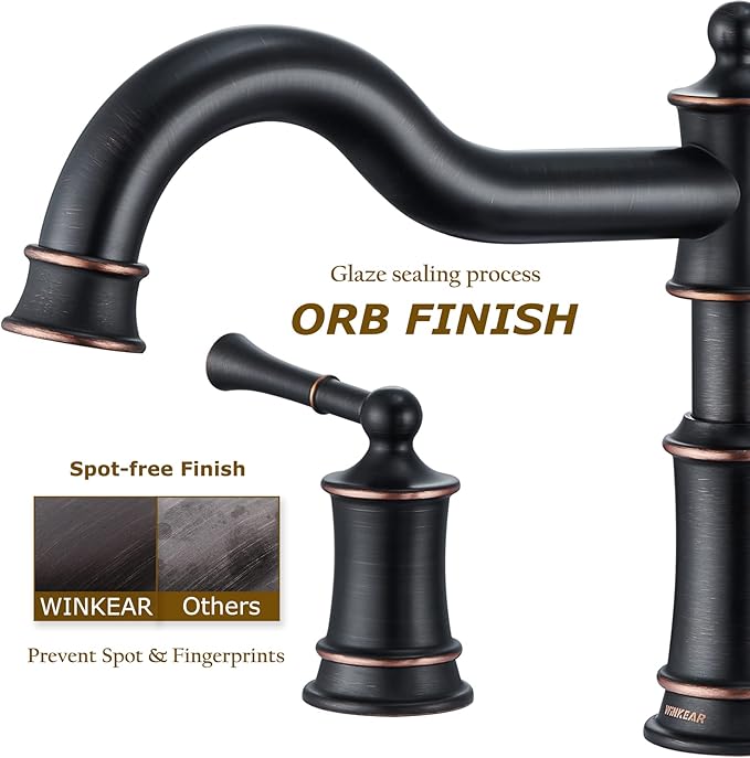 Roman Bathtub Faucet Deck Mount Tub Faucet for Bathroom Widespread Elegant Classic Spout with 3 Holes 2 Handle Valve Cartridge Included, ORB