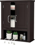 VINGLI Bathroom Cabinet Wall Mounted Espresso Wall Cabinet Floating Cabinet for Wall Storage Bathroom with Doors and Adjustable Shelf Medicine Cabinet Organizer