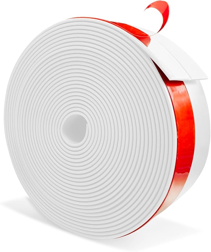 Wide Silicone Weather Stripping, 3 inch (W) x 20 Ft (L) Door Draft Stopper, Silicone Seal Strip for Doors Windows and Shower Glass Gap, White