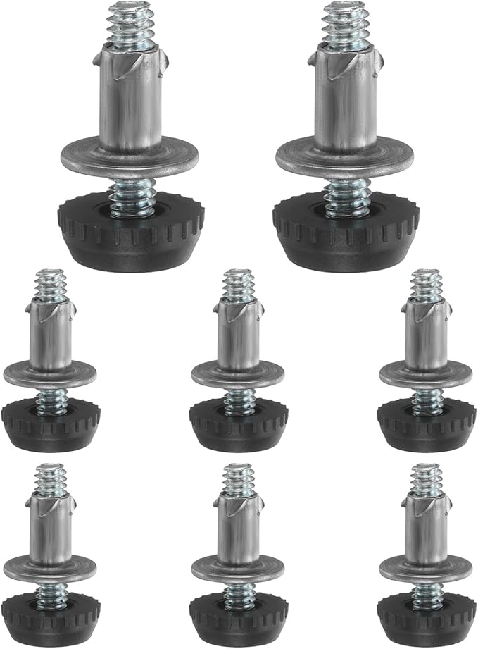 uxcell 1/4"-20 Thread Furniture Feet Levelers, 8Set 27mm L Adjustable Furniture Feet Screw in Threaded Leveling Leg Screw on Chair Foot Glides Leveling for Table Chair Cabinet Black