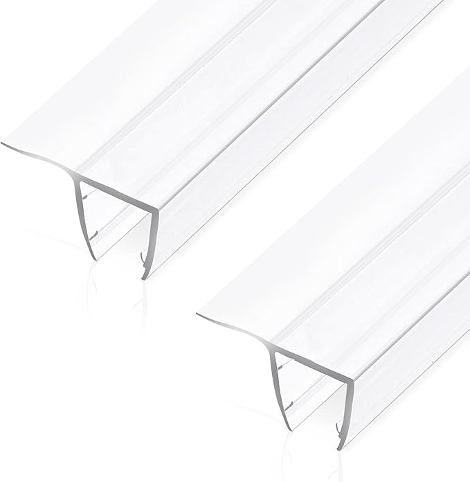 Shower Glass Door Side Seal, 2PCS 78 Inch Ultra Clear PVC Seal Strip with Long Sweep for 5/16"(8mm) Thick Framless Glass Door, to Stop Water Leakage